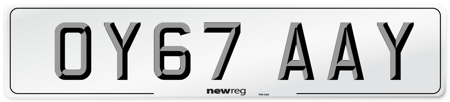 OY67 AAY Number Plate from New Reg